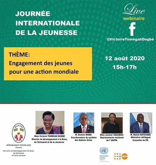 CELEBRATION DE LA JOURNEE INTERNATIONALE DE LA JEUNESSE AU TOGO, Un webinar sur l'engagement des jeunes