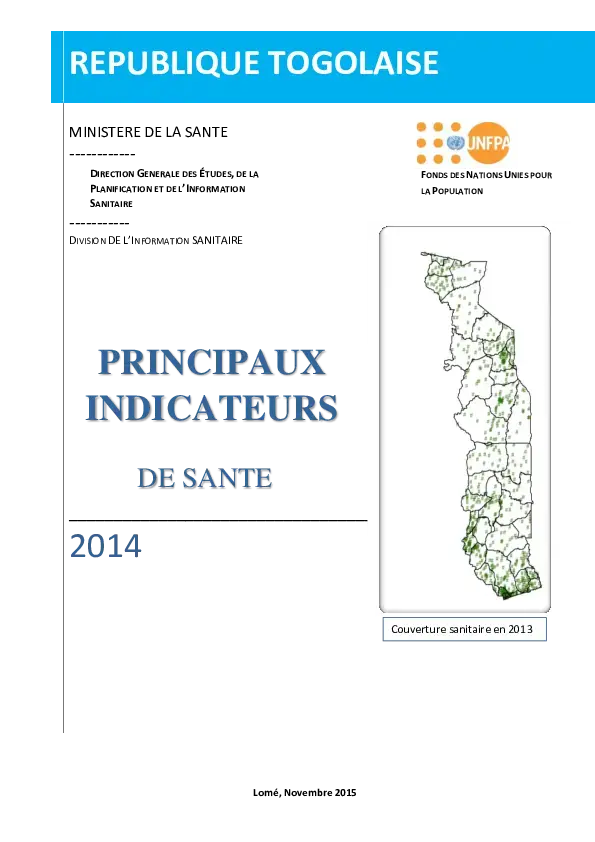 PRINCIPAUX INDICATEURS DE SANTE AU TOGO_2014